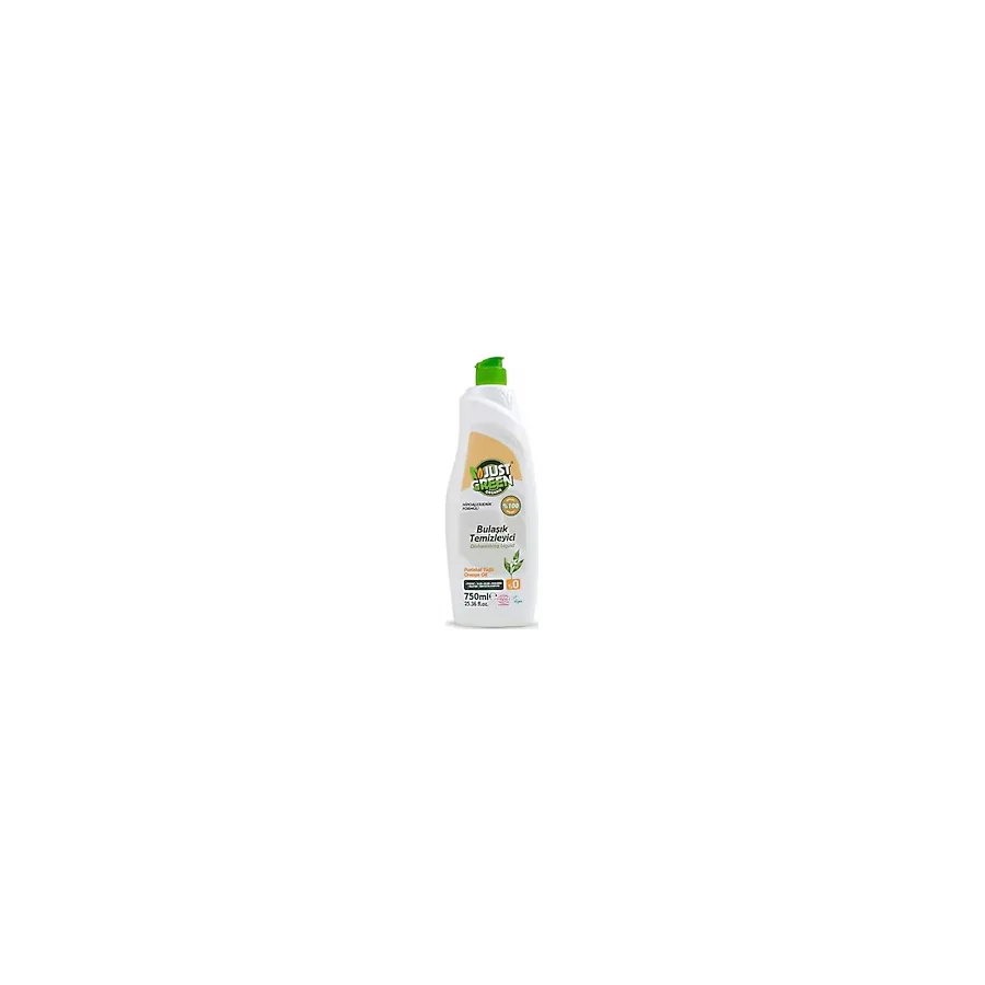 Just Green Organic Bitkisel Elde Bulaşık Deterjanı Portakal Yağlı, Ecocert Organik Sertifikalı Güçlü Yağ Çözücü Bulaşık Sıvısı, 750 ml