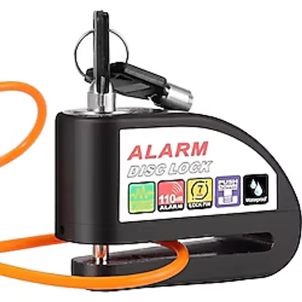 Justech Alarmlı Fren Diski Motosiklet Diski Kilidi 110DB Alarm Güvenlik Kilidi 1,2m Hatırlatma Ka