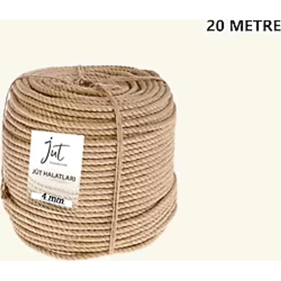Jütburada Jüt Halat 4 Mm 20 Metre Hasır Dekor Süsleme İp
