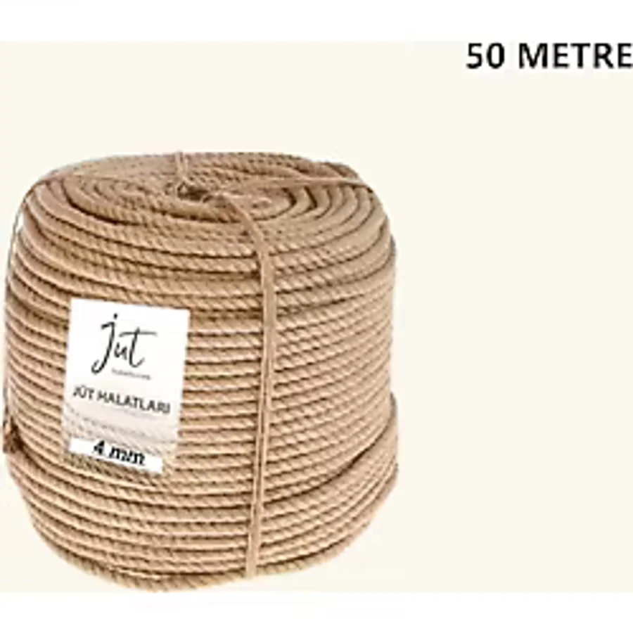 Jütburada Jüt Halat 4 Mm 50 Metre Hasır Dekor Süsleme İp