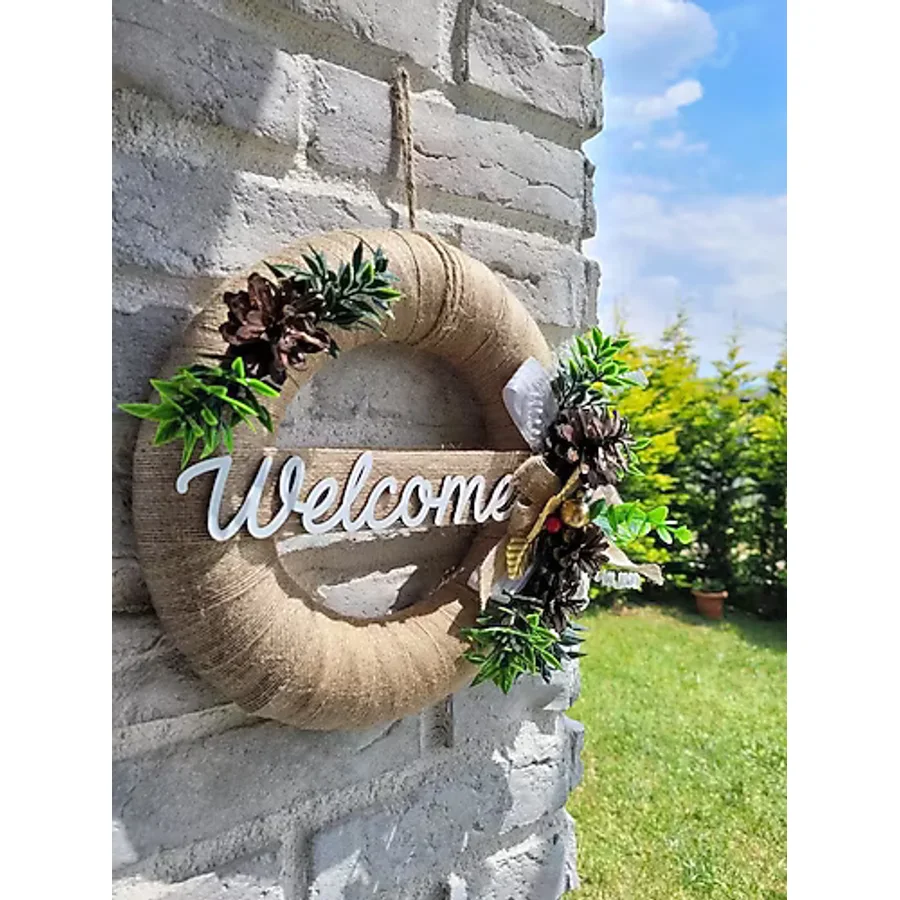 Jute Model Hasır Kapı Süsü Çelengi 36 Cm
