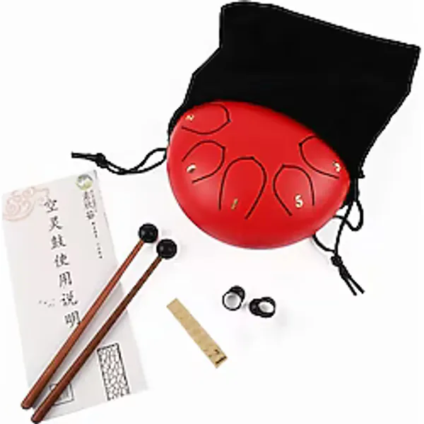 Jwin Jtn-68 6 Inç 8 Ses Ton Çelik Handpan Tongue Drum Davulu - Kırmızı