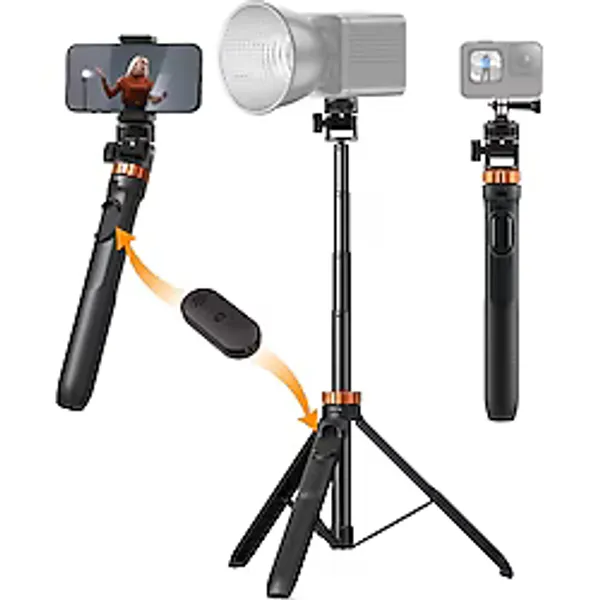 K&F Concept 175CM Bluetooth Selfie Çubuğu & Tripod (1/4'' Evrensel Bağlantı Tipi)