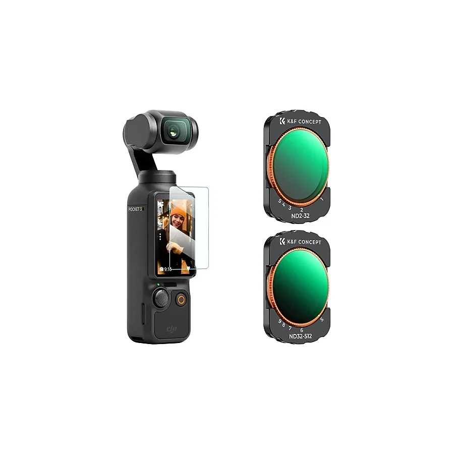 K&F CONCEPT Magnetic Variable ND2-32 + ND32-512 Filter ( DJI Osmo Pocket 3 combo Uyumlu )
