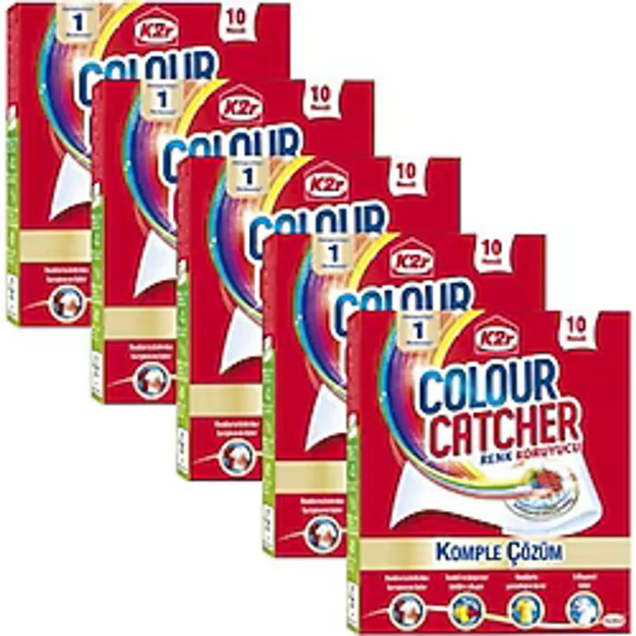 K2R Colour Catcher Renk Koruyucu Mendil 10'lu 5 Paket Parfümsüz 50 Yaprak 1 Katlı