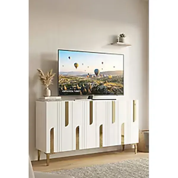 KA1231BG NOTA Konsol ve Tv Sehpası Beyaz -Gold 120cm
