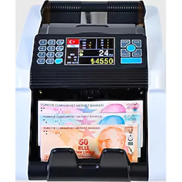 Kaan Mix Tl Ve Euro Karışık, Dolar, Gbp Adet Sayım Sahte Kontrollü Ofis Tipi Para Sayma Makinesi (Sesli Konuşma)
