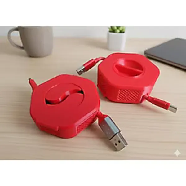 Kablo Makarası Kablo Toplayıcı Şarj Kablo Makarası Taşınabilir Kablo Düzenleyici Telefon Kablosu Sarma Mekanizması Dayanıklı 3D Baskı (Kırmızı)