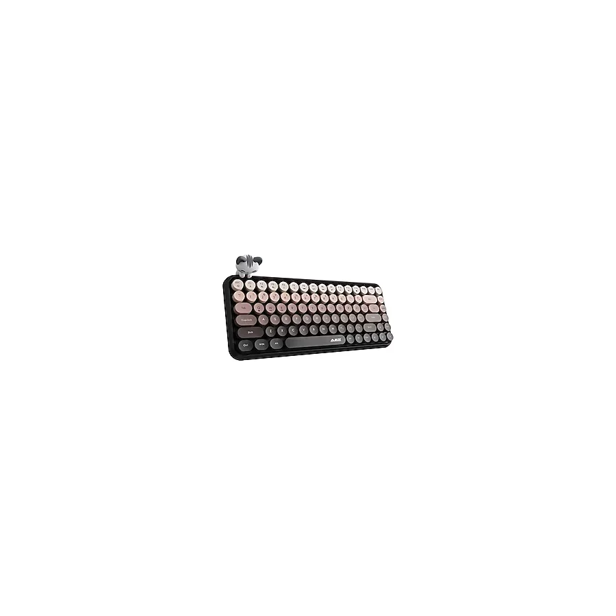 Kablosuz Bluetooth Retro Sessiz Klavye - Yuvarlak Tuşlu, Kedi Süs Aksesuarı, 84 Tuşlu, Taşınabilir, Akıllı Uyku Modu, Ergonomik Tasarım, Tablet Telefon Uyumlu, Ajazz AJ308I Kahverengi