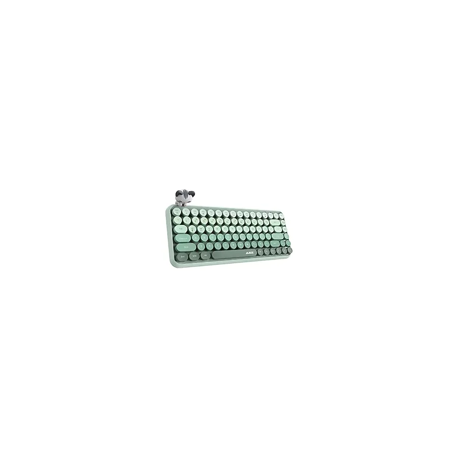 Kablosuz Bluetooth Retro Sessiz Klavye - Yuvarlak Tuşlu, Kedi Süs Aksesuarı, 84 Tuşlu, Taşınabilir, Akıllı Uyku Modu, Ergonomik Tasarım, Tablet Telefon Uyumlu, Ajazz AJ308I Yeşil