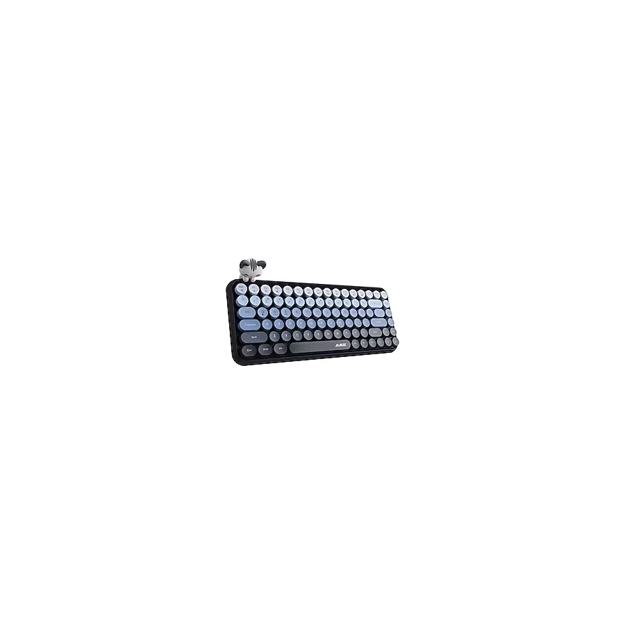 Kablosuz Bluetooth Retro Sessiz Klavye - Yuvarlak Tuşlu, Kedi Süs Aksesuarı, 84 Tuşlu, Taşınabilir, Akıllı Uyku Modu, Ergonomik Tasarım, Tablet Telefon Uyumlu, Ajazz AJ308I Mavi