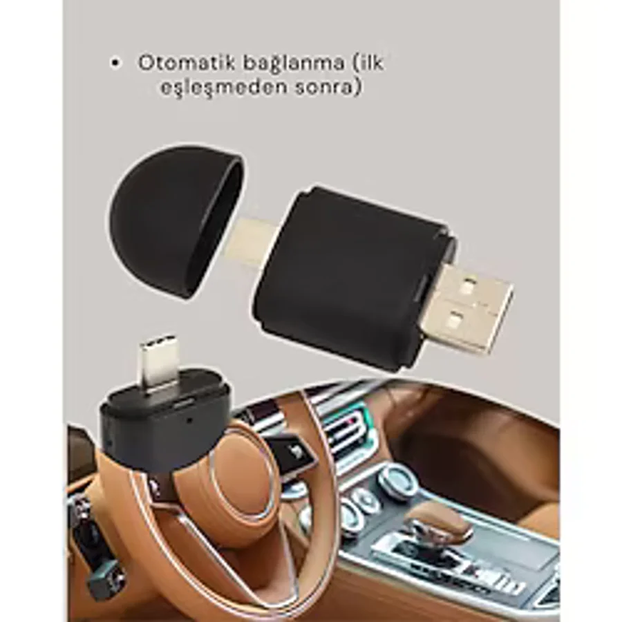 Kablosuz Carplay ve Android Auto Adaptörü - Usb-A & Type-C Girişli Akıllı Dönüştürücü
