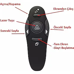 Kablosuz Lazer Sunum Kalemi Sunum Kumandası Kırmızı Lazer Pointer