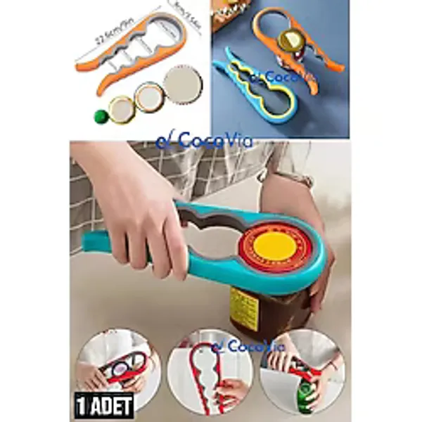 Kademeli Pratik Kavanoz Kapağı Açacak/4 Boğum 8 Kademeli Şişe Kapak Konserve Açacağı Kaymaz Silikon