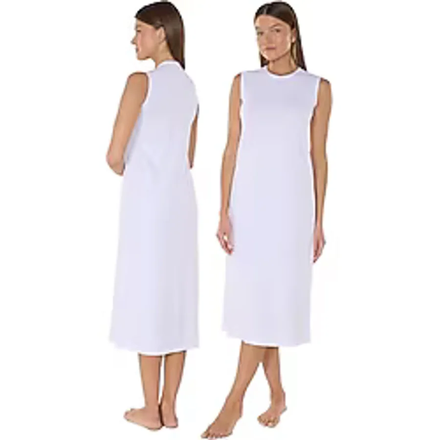 Kadın 2 li Set Kolsuz Uzun Elbise Astarı Modal Kombinezon 2M1049 (Beyaz, 2XL)