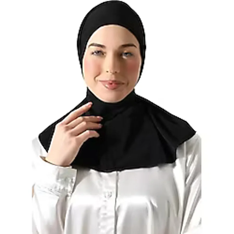 Kadın Çıtçıtlı Bağlamalı Tesettür Hazır Pratik Şal Siyah Siyah