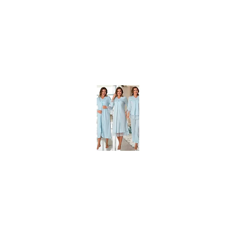 Kadın Hamile Lohusa Sabahlıklı Gecelik Pijama Takımı Seti, 2XL, Effortt7046-19804IGP27168973