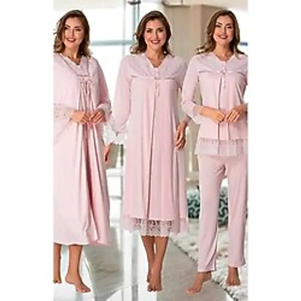 Kadın Hamile Lohusa Sabahlıklı Gecelik Pijama Takımı Seti, 2XL, Effortt7046-19804IGP27168978