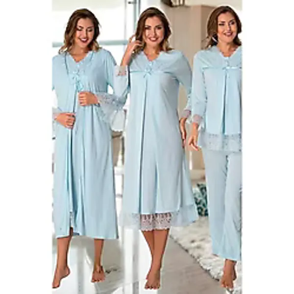 Kadın Hamile Lohusa Sabahlıklı Gecelik Pijama Takımı Seti, XL, Effortt7046-19804IGP27168972