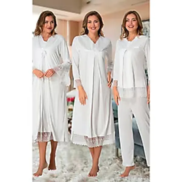 Kadın Hamile Lohusa Sabahlıklı Gecelik Pijama Takımı Seti, XL, Effortt7046-19804IGP27168967