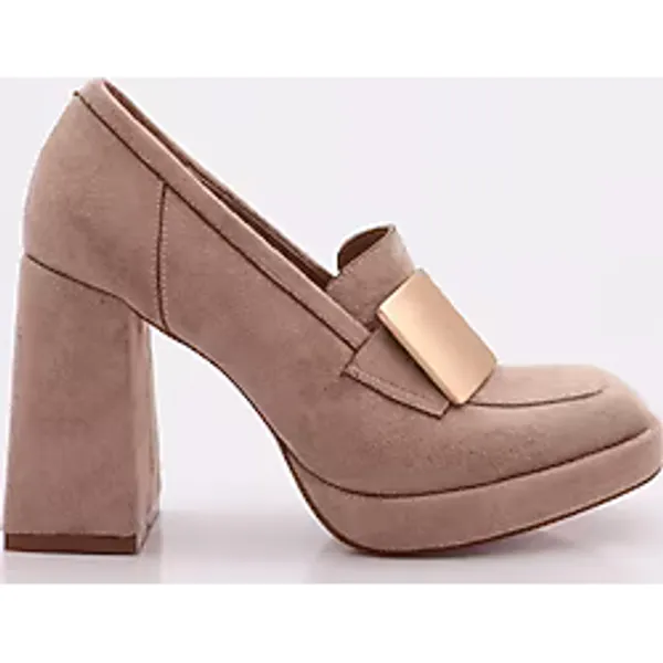 Kadın Topuklu Loafer Ayakkabı Vizon Süet 214914535