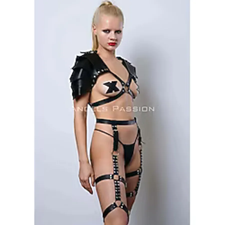 Kadın Viking Savaşçı Kostüm, Deri Savaşçı Kadın Harness Takım