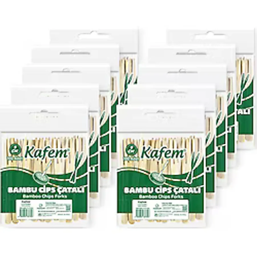 Kafem Bambu Cips Çatalı 9 cm 100 Lü X 10 Paket