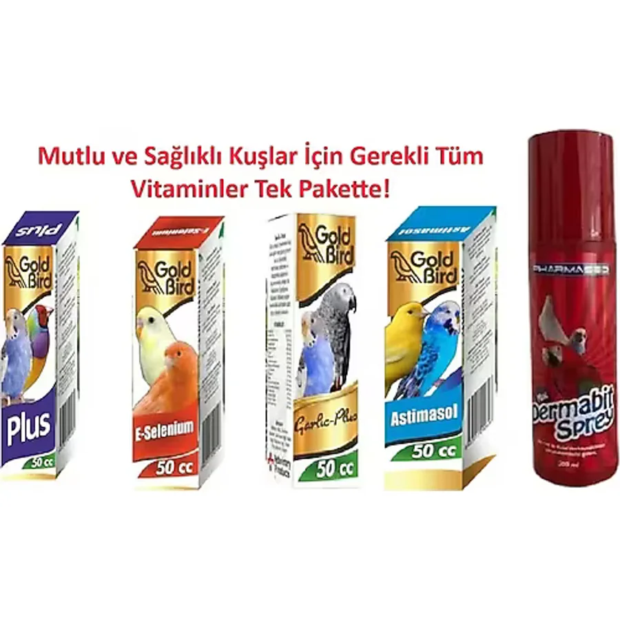 Kafes Kuşları İçin Vitamin Seti Ve Dermo Bit Spreyi 200 Ml