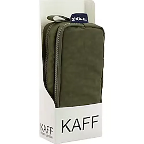 KAFF 01105 Krinkıl Kumaş Yıkanabilir Çift Bölmeli Gözlü Kalemlik Kalem Kutusu - Haki