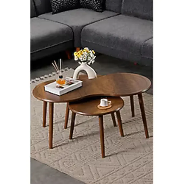 Kagu Marlo MDF Orta Sehpa - Zigon Sehpa 3lü Takım Cnc İşleme