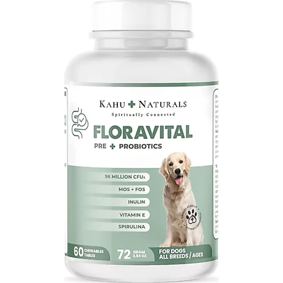 Kahu Naturals Floravital, Köpekler İçin Probiyotik ve Prebiyotik Desteği 60 Tablet