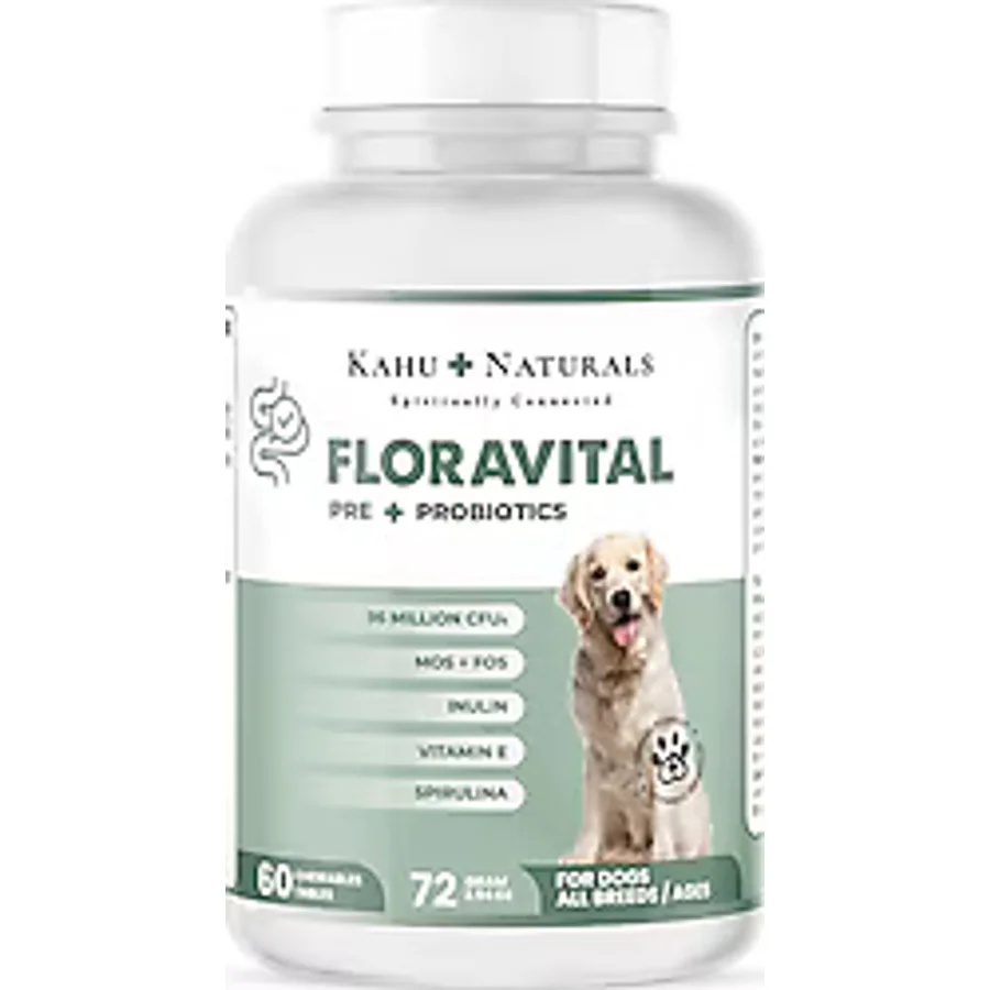 Kahu Naturals Floravital, Köpekler İçin Probiyotik ve Prebiyotik Desteği 60 Tablet