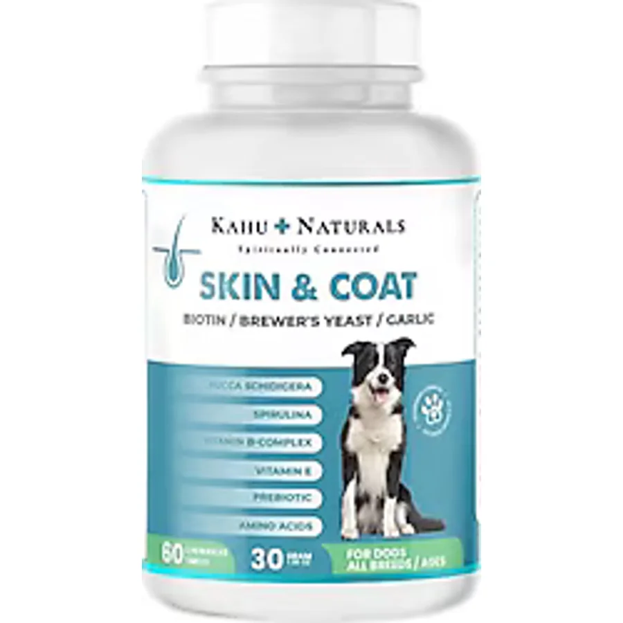 Kahu Naturals Skin & Coat Köpekler için Deri ve Tüy Sağlığı 60 Tablet Takviye