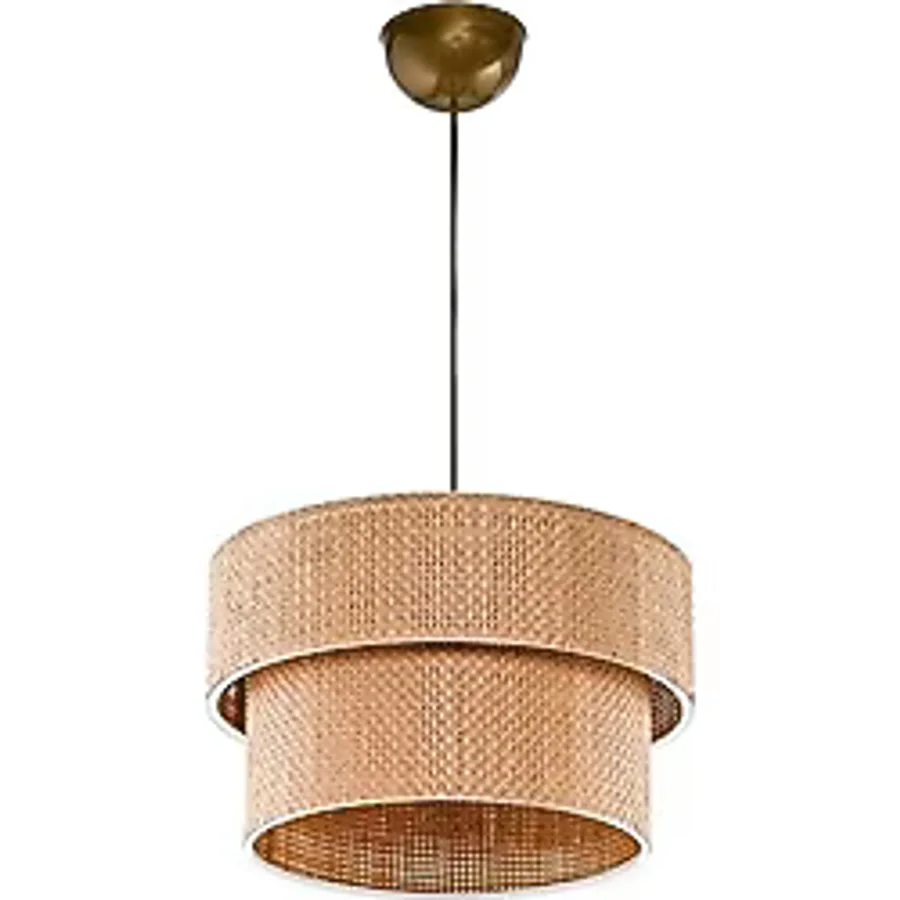 Kahve Modern Doğal Hazeran Rattan 2 Katlı Sarkıt Avize - 1 - Kahverengi
