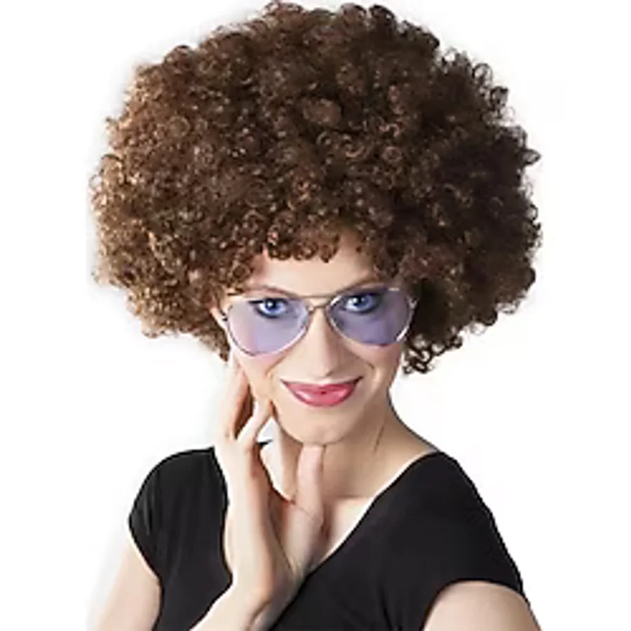 Kahve Renk Kıvırcık Afro Bonus Peruk