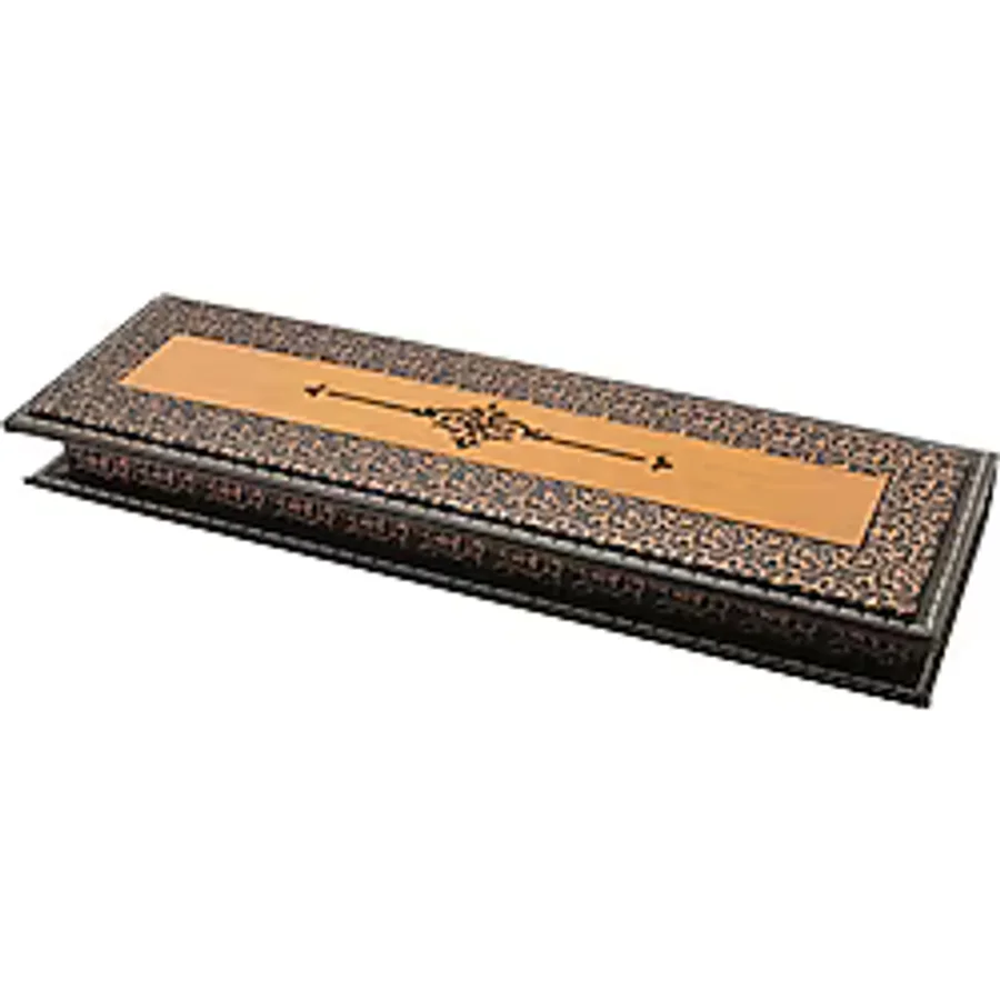 Kahverengi Deri & Ahşap Kombinli Elegance Tesbih Kutusu