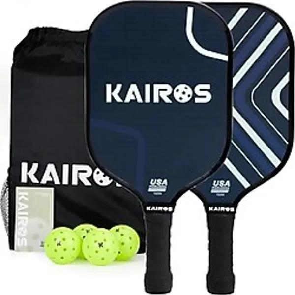 KAIROS Pickleball Paddles, USAPA Onaylı Fiberglas Yüzey Pickleball Seti, Yeni Başlayanlar İçin 2 Pickleball Raketi ile