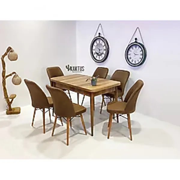 Kaktüs Avm 6 Kişilik Açılır Mdf Masa Sandalye Takımı Mutfak Masası Takımı Salon Masası