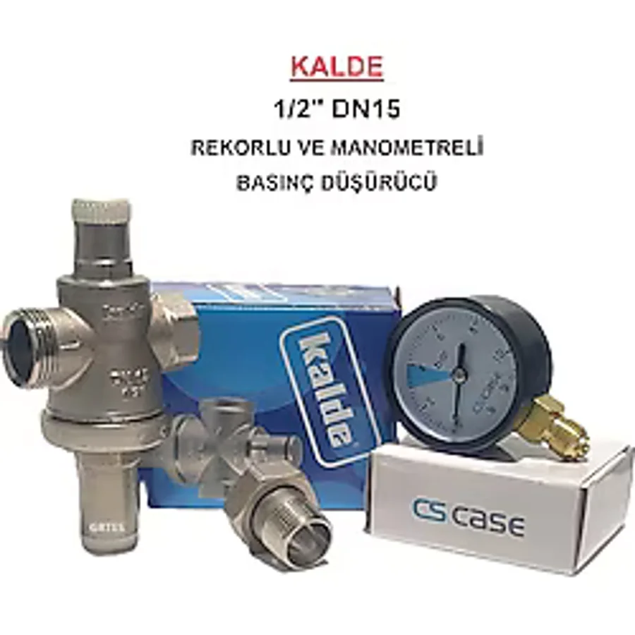 Kalde 1/2" DN15 Rekorlu Su Basınç Düşürücü + Case Manometre - Pressure Reducing Valves (With Manometer)