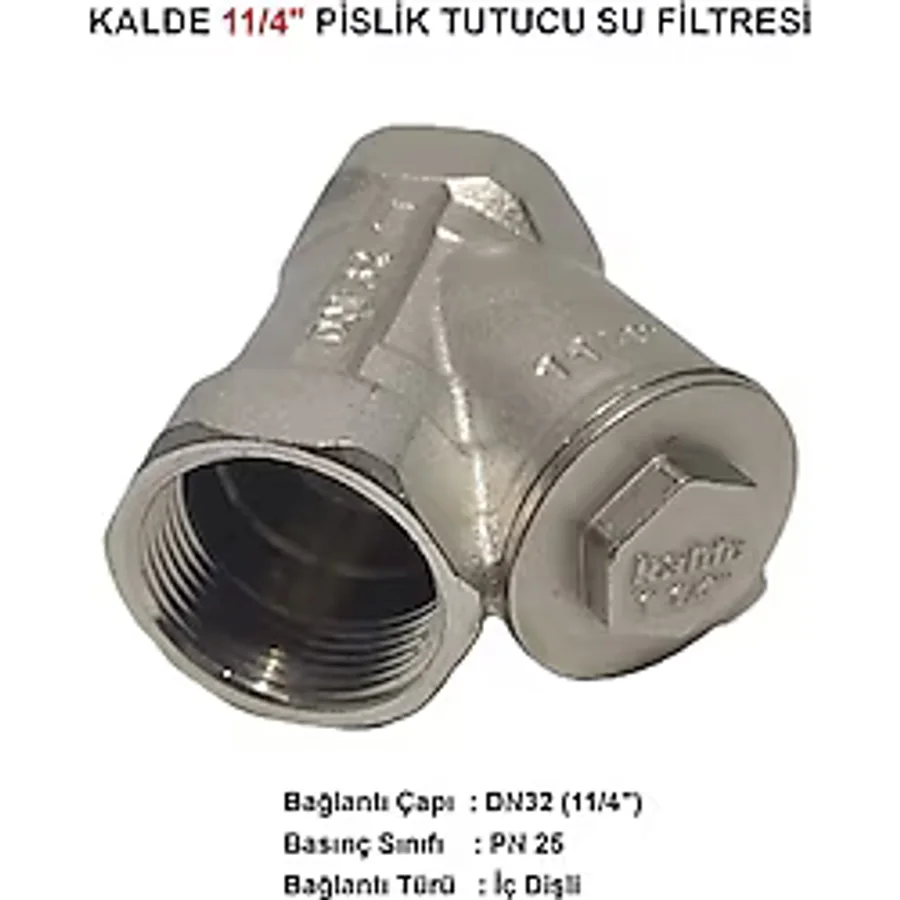 Kalde 11/4" Sarı / Krom Pislik Tutucu Su Filtresi DN32 - Threaded Strainer - DN32 (11/4")