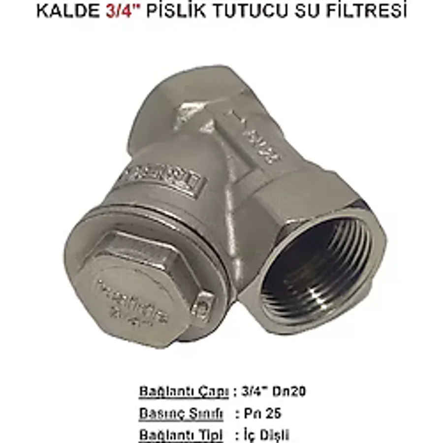 Kalde 3/4" Sarı / Krom Pislik Tutucu Su Filtresi DN20 - Threaded Strainer - DN20 - 3/4" - 1 Adet