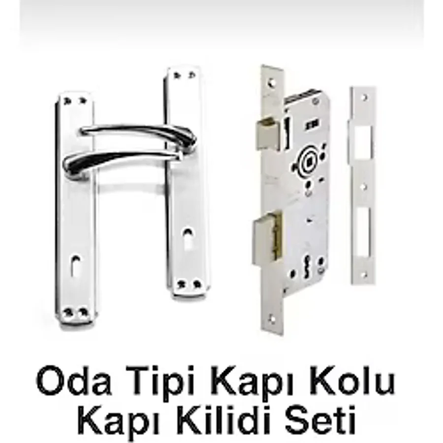 Kale Kilit Oda Tipi Kapı Kolu & Kapı Kilidi Seti (1 Takım) - Gümüş