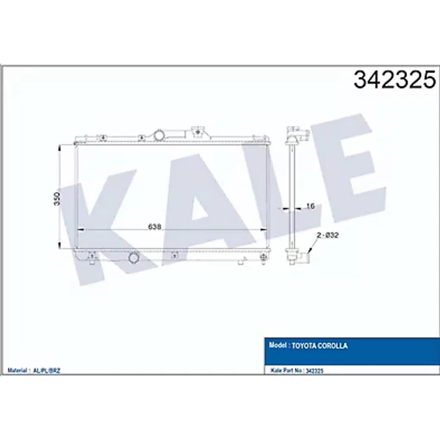 KALE OTO Radyatör 342325 Radyatör Corolla Uyumlu Ae101 Al-Pl-Brz 1.3 1.6 92-00