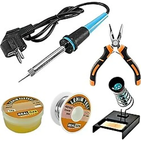Kalem Havya 60w Lehim Makinası Ve Lehim Standı Pasta Seti Ve Mini Pense 5 Parça Tamir Set