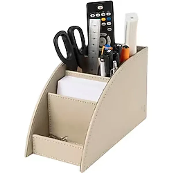 Kalemlik ve Kumandalık Suni Deri Masaüstü Organizer 4 Gözlü 21,5X10X12,5 cm