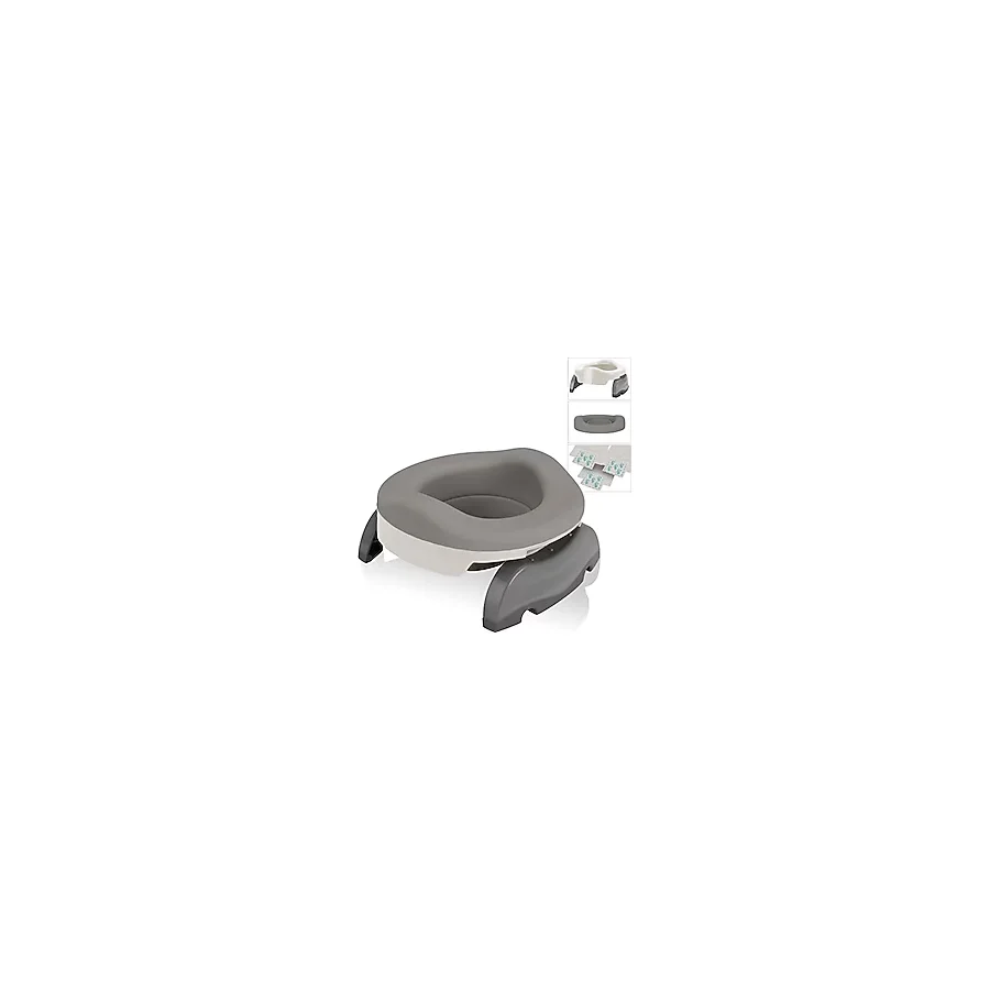 Kalencom Potette Plus Value Pack 2'si 1 Arada Taşınabilir Lazımlık ve Evde Kullanım İçin Tekrar Kullanılabilir Katlanabilir Astar, Beyaz/Gri