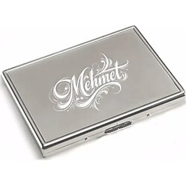 Kaligrafik İsim Yazılabilir Paslanmaz Krom Çelik Sigara Tabakası