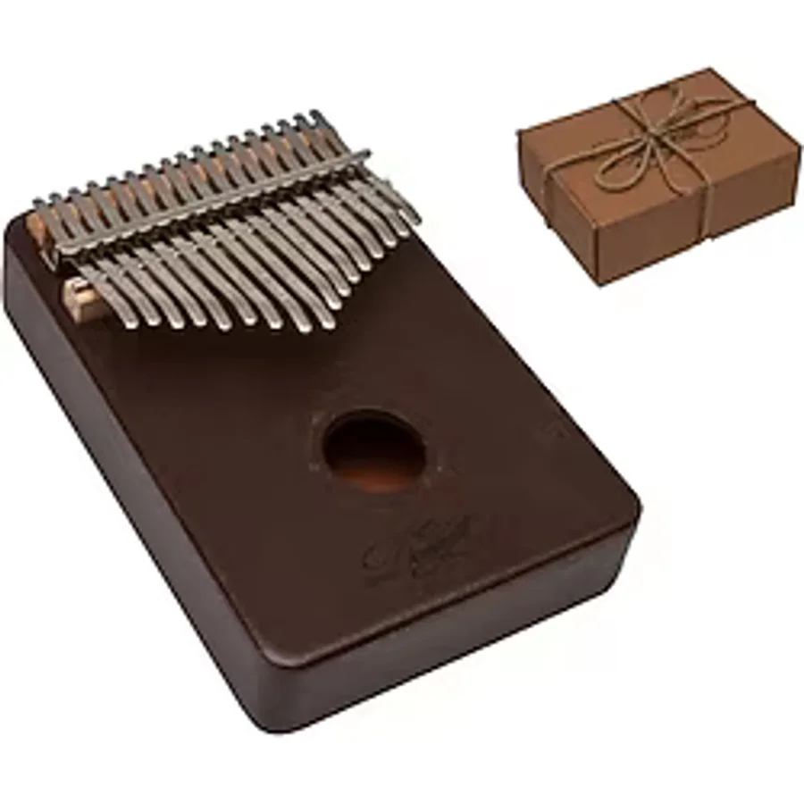 Kalimba Full Set - Hediye Paketi- Stant-Parmak Koruyucu Kahverengi