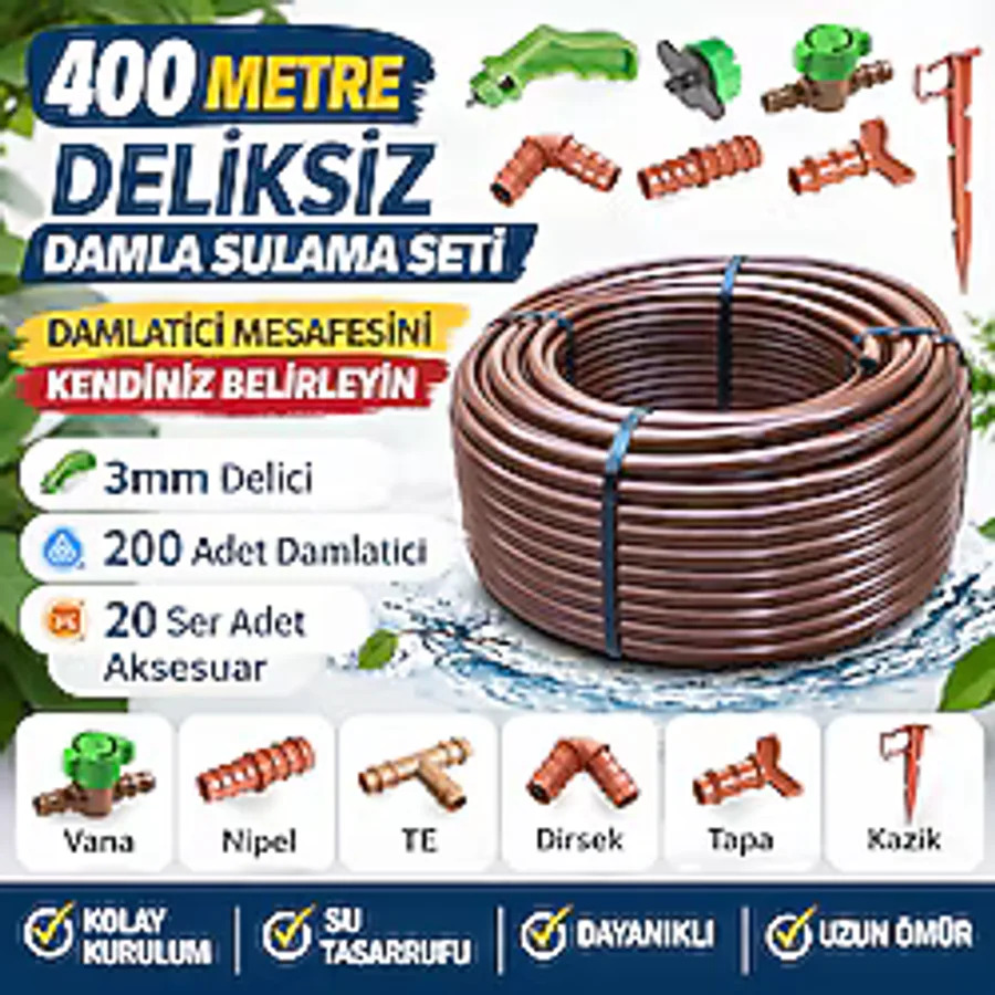 Kalitek Deliksiz Damlama Sulama 400 M Borusu Hortumu 16mm