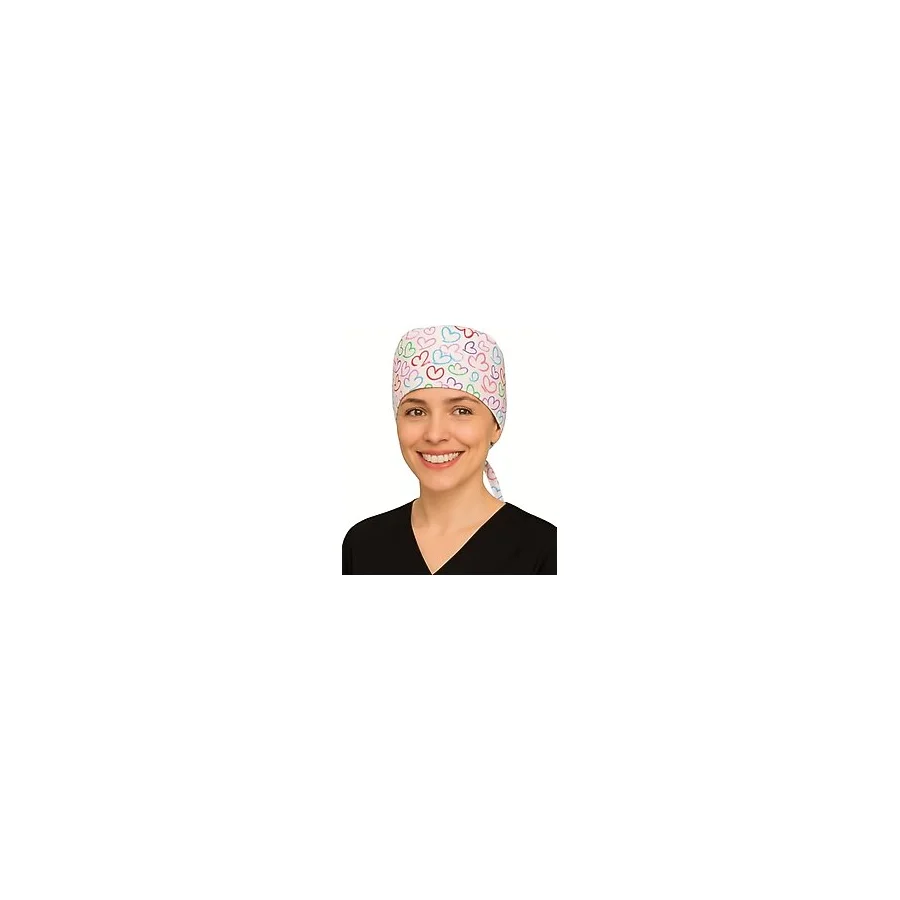 Kalpler Desenli Doktor Hemşire Aşçı Cerrahi Bone Hastane Bone Bandana M010
